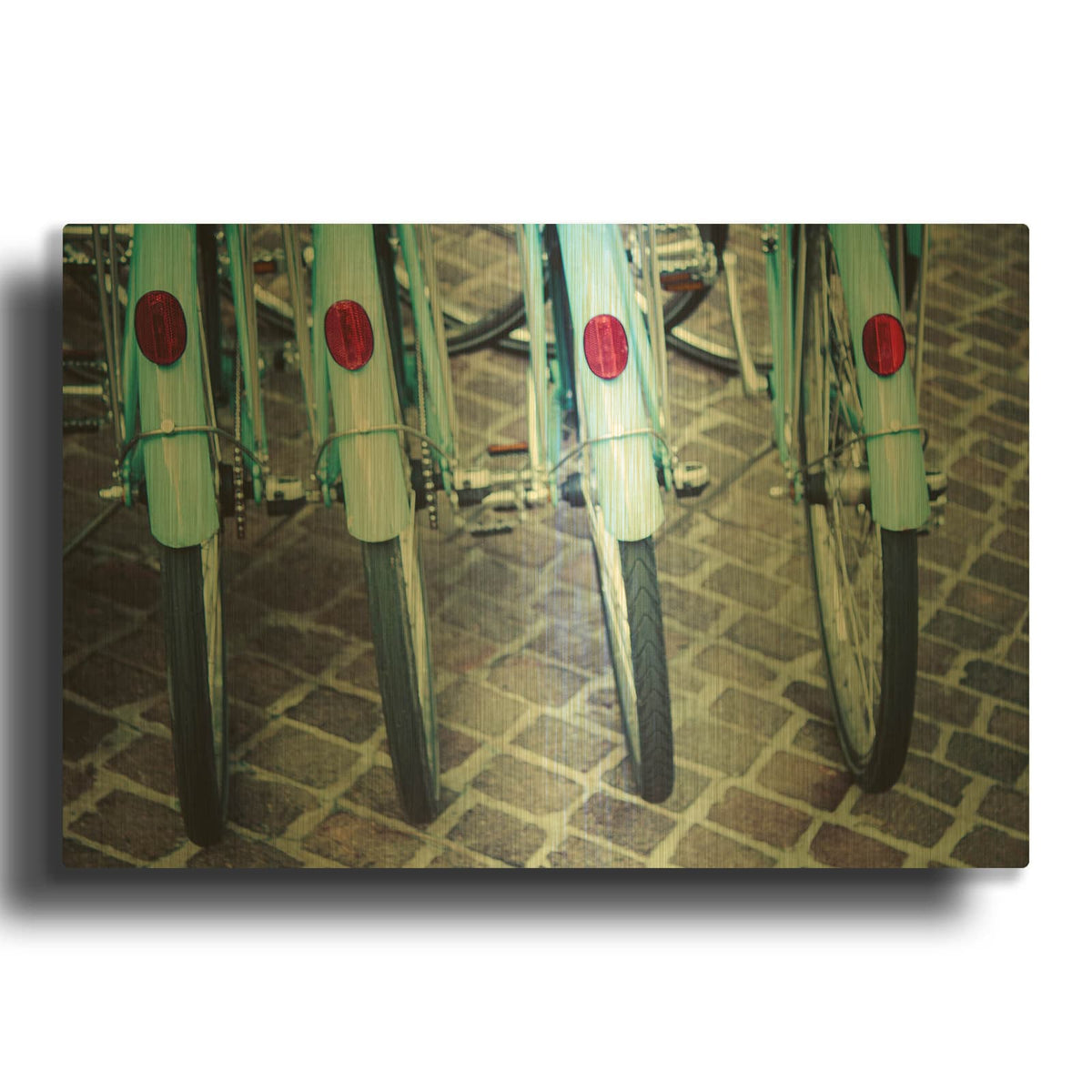 'Bicycle Line Up 1' By Jessica Reiss Gold Metal Wall Art