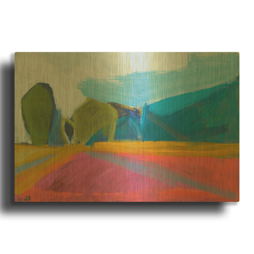 'Trailhead At The Farm' By Jessica Singerman Gold Metal Wall Art