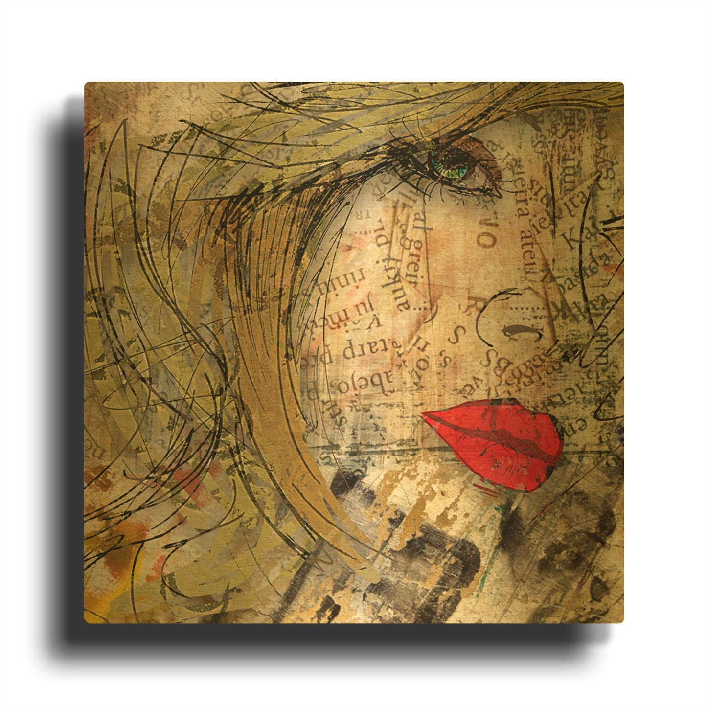 'Ladylips' By Karen Smith Gold Metal Wall Art