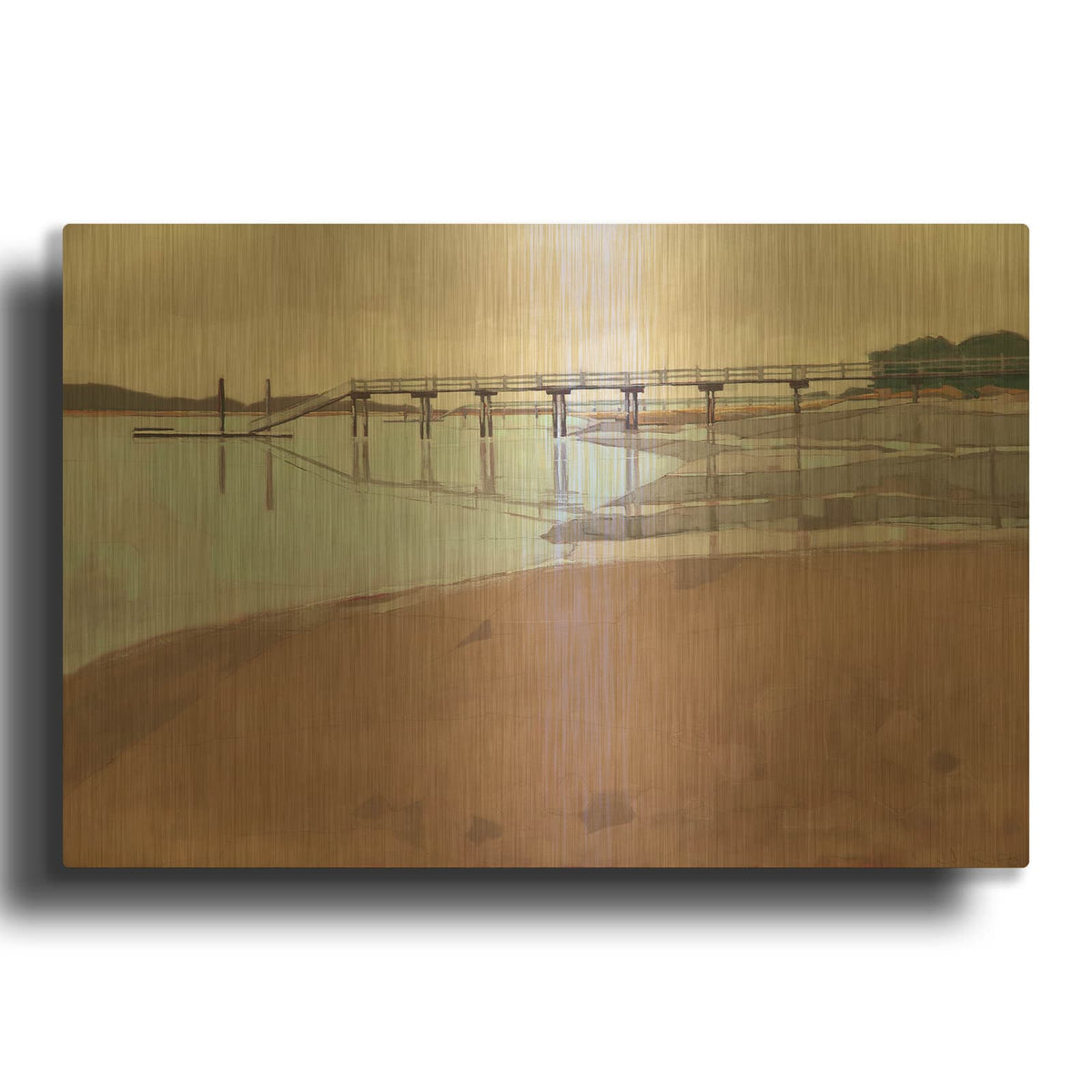 'Morning Low Tide' By John Rufo Gold Metal Wall Art