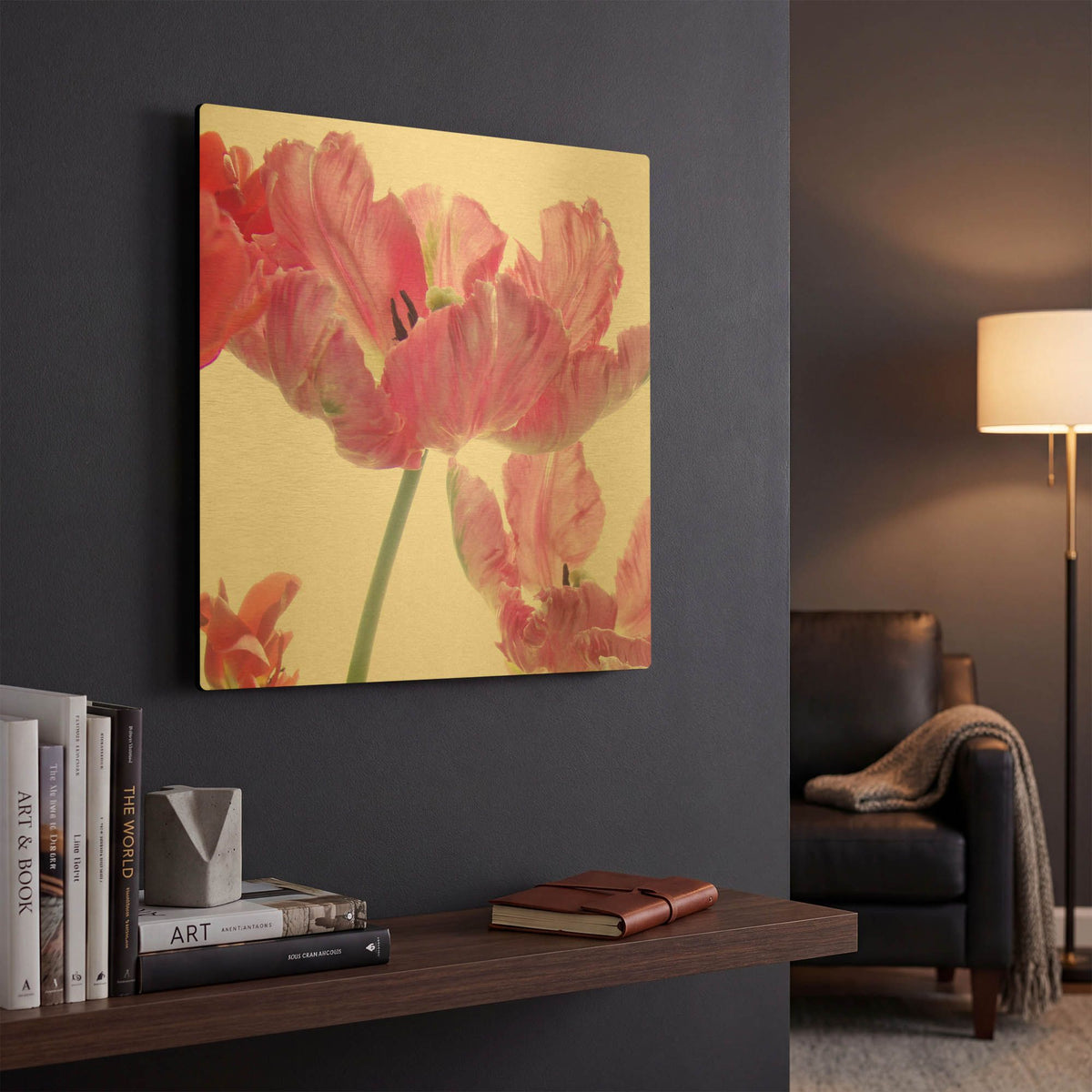 'Parrot Tulips' By Judy Stalus Gold Metal Wall Art