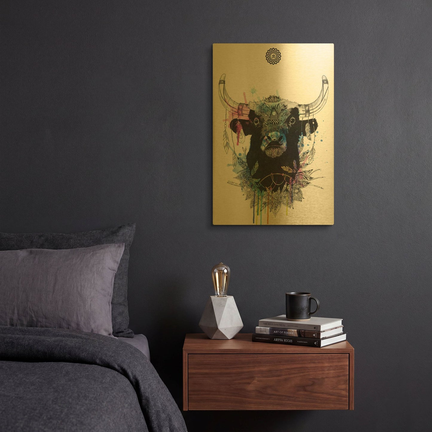 'Bull' By Karin Roberts Gold Metal Wall Art