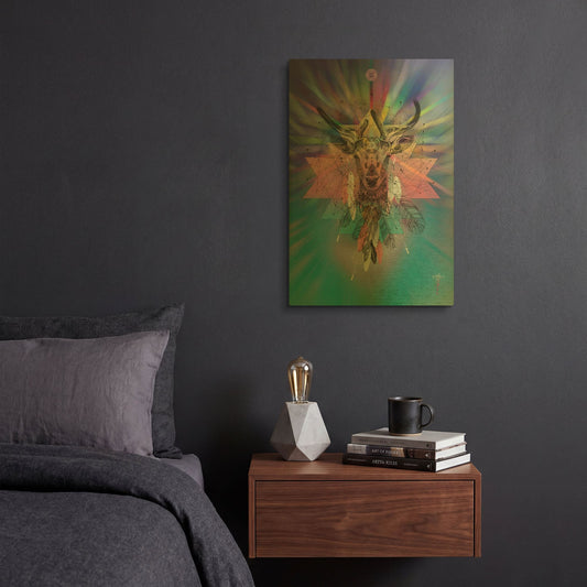'Cosmic Deer' By Karin Roberts Gold Metal Wall Art