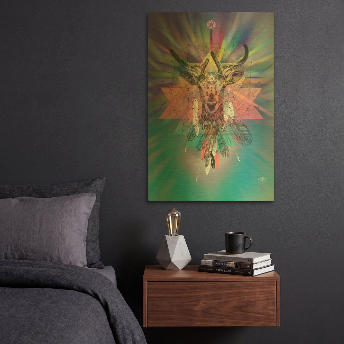 'Cosmic Deer' By Karin Roberts Gold Metal Wall Art