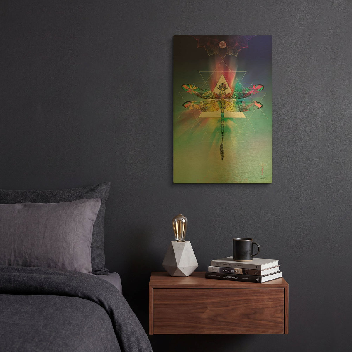 'Cosmic Dragonfly' By Karin Roberts Gold Metal Wall Art