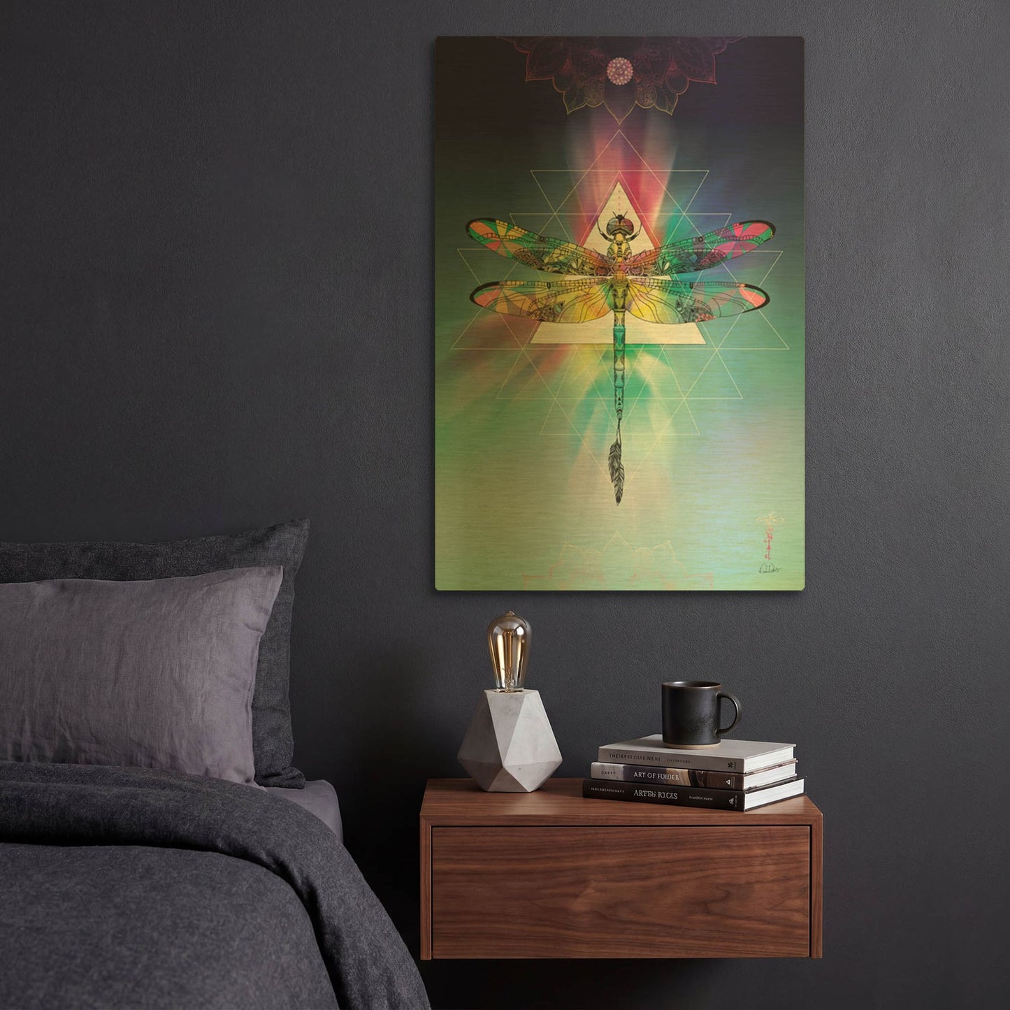 'Cosmic Dragonfly' By Karin Roberts Gold Metal Wall Art