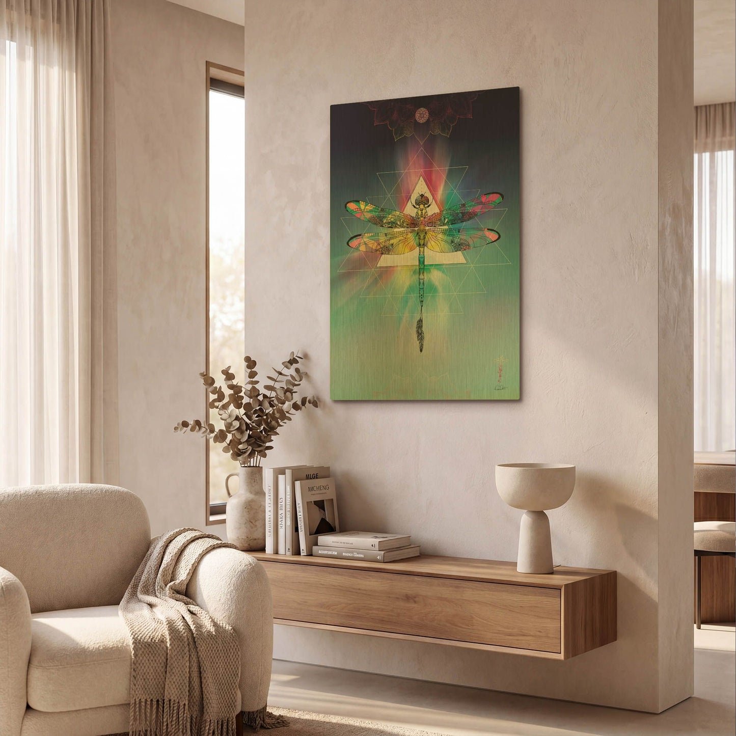 'Cosmic Dragonfly' By Karin Roberts Gold Metal Wall Art