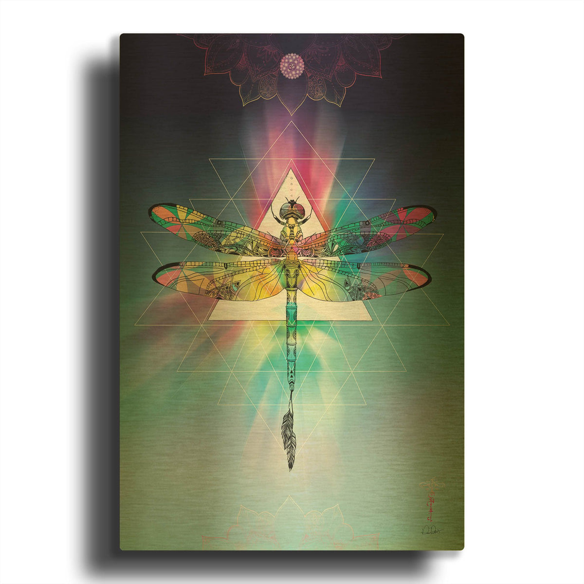 'Cosmic Dragonfly' By Karin Roberts Gold Metal Wall Art