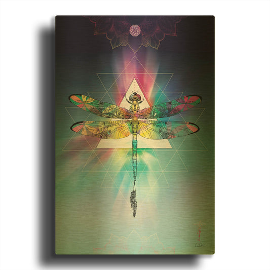 'Cosmic Dragonfly' By Karin Roberts Gold Metal Wall Art