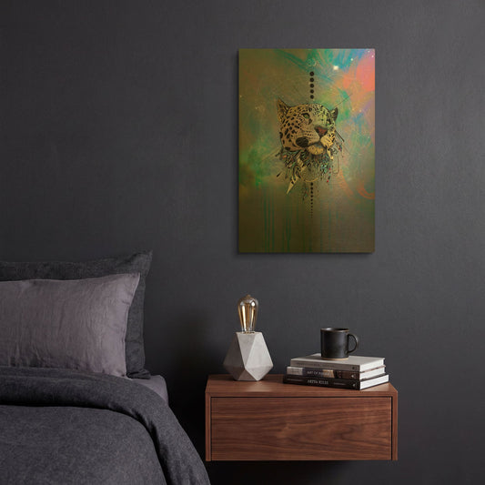 'Cosmic Leopard' By Karin Roberts Gold Metal Wall Art