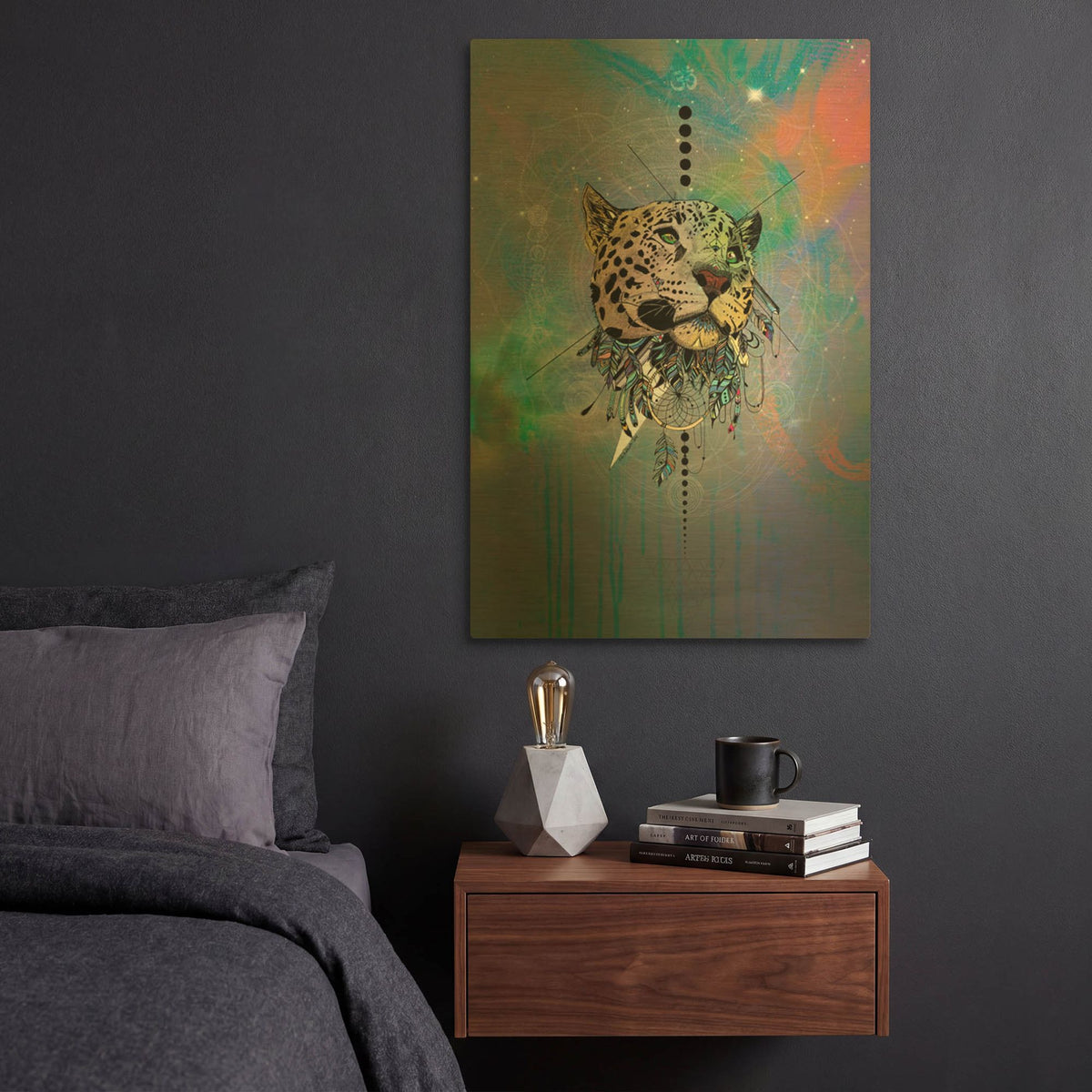 'Cosmic Leopard' By Karin Roberts Gold Metal Wall Art