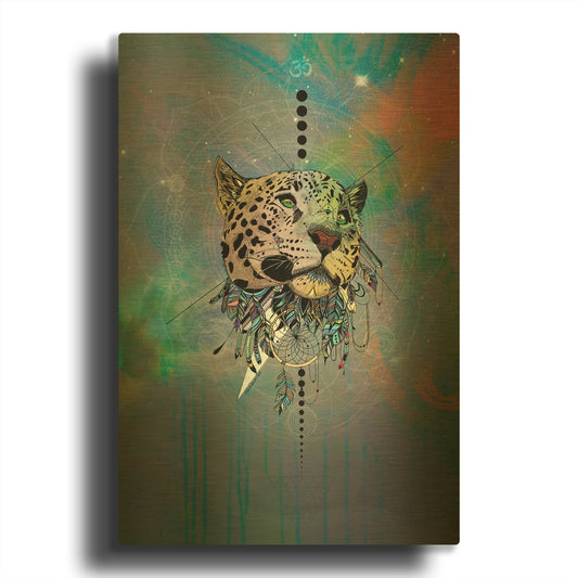 'Cosmic Leopard' By Karin Roberts Gold Metal Wall Art