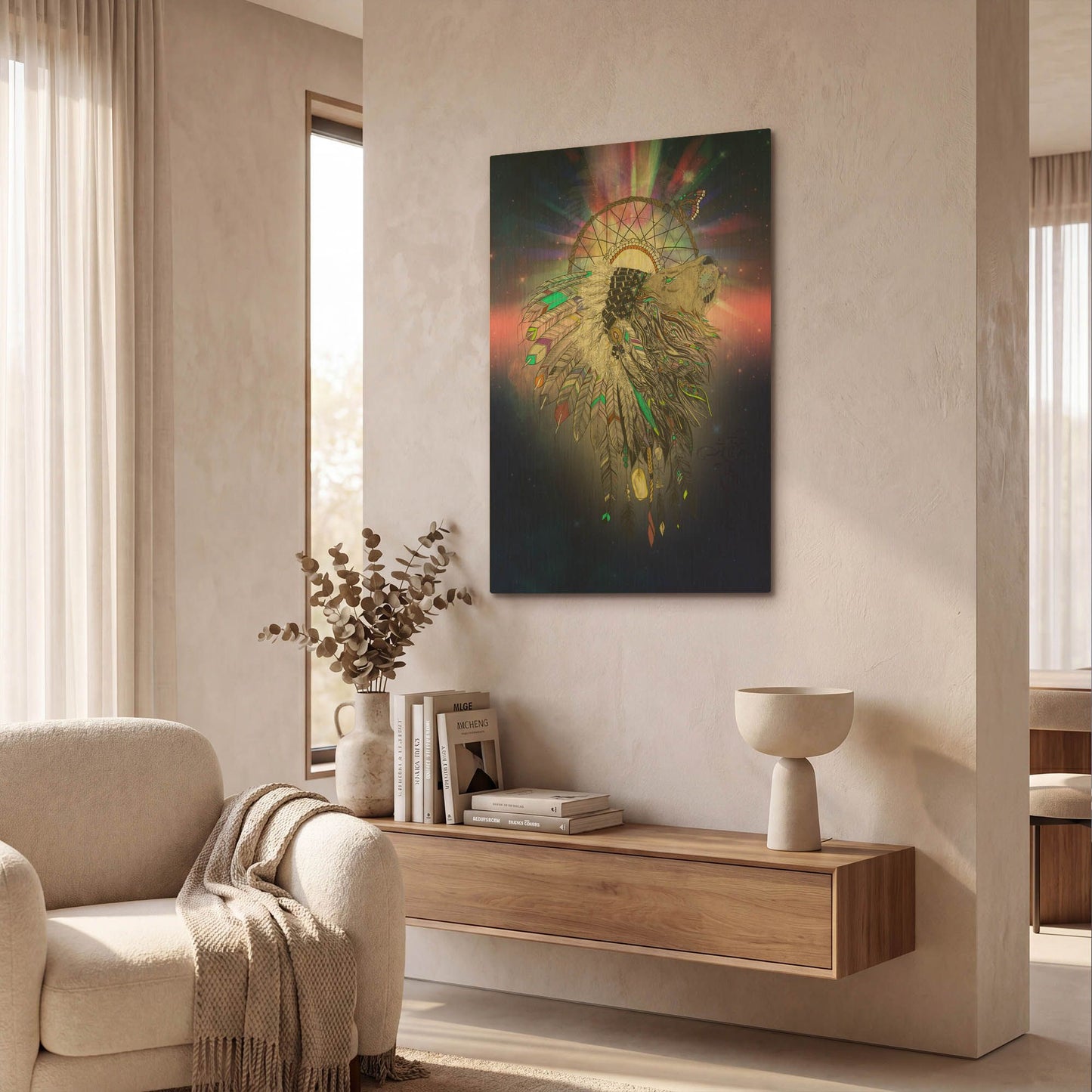 'Cosmic Lion Butterfly' By Karin Roberts Gold Metal Wall Art