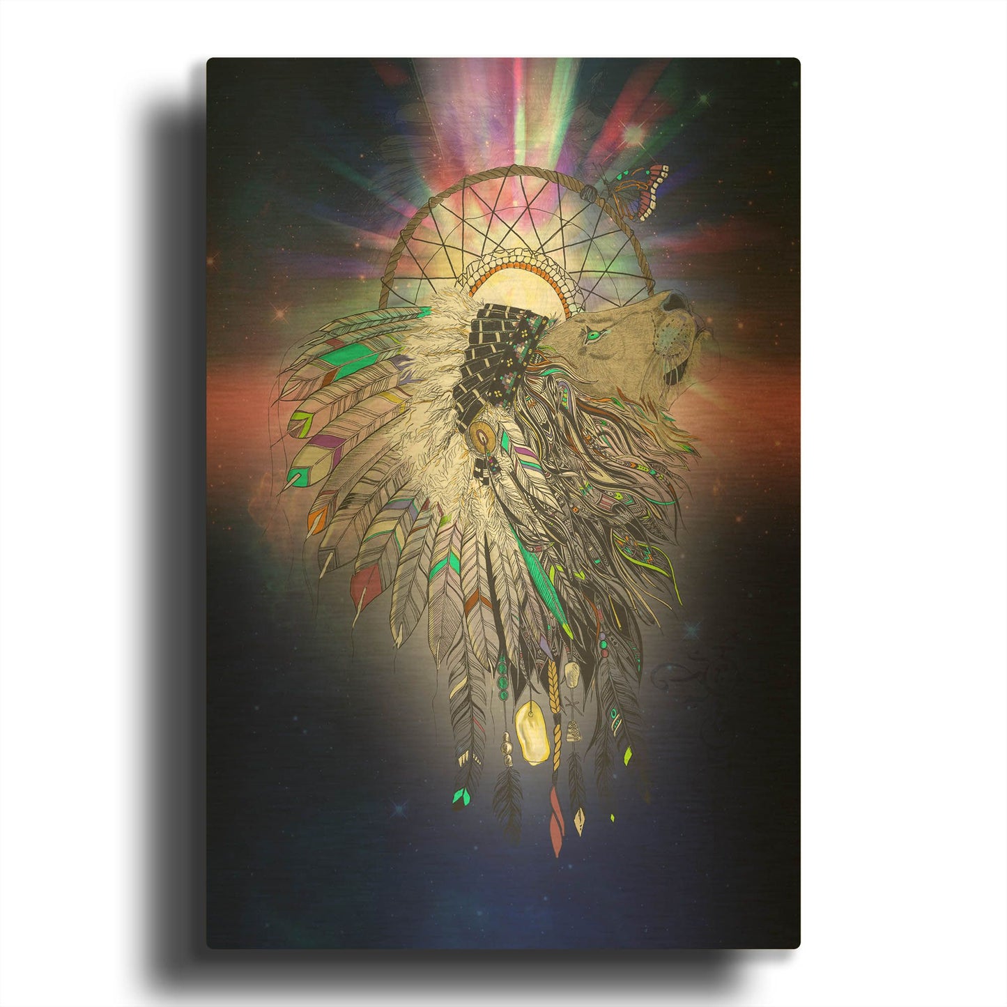 'Cosmic Lion Butterfly' By Karin Roberts Gold Metal Wall Art
