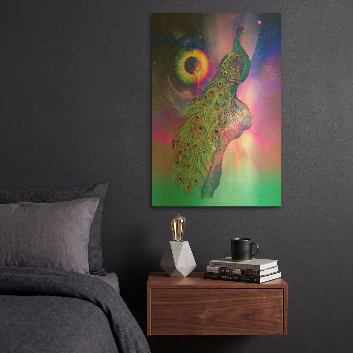 'Cosmic Peacock' By Karin Roberts Gold Metal Wall Art