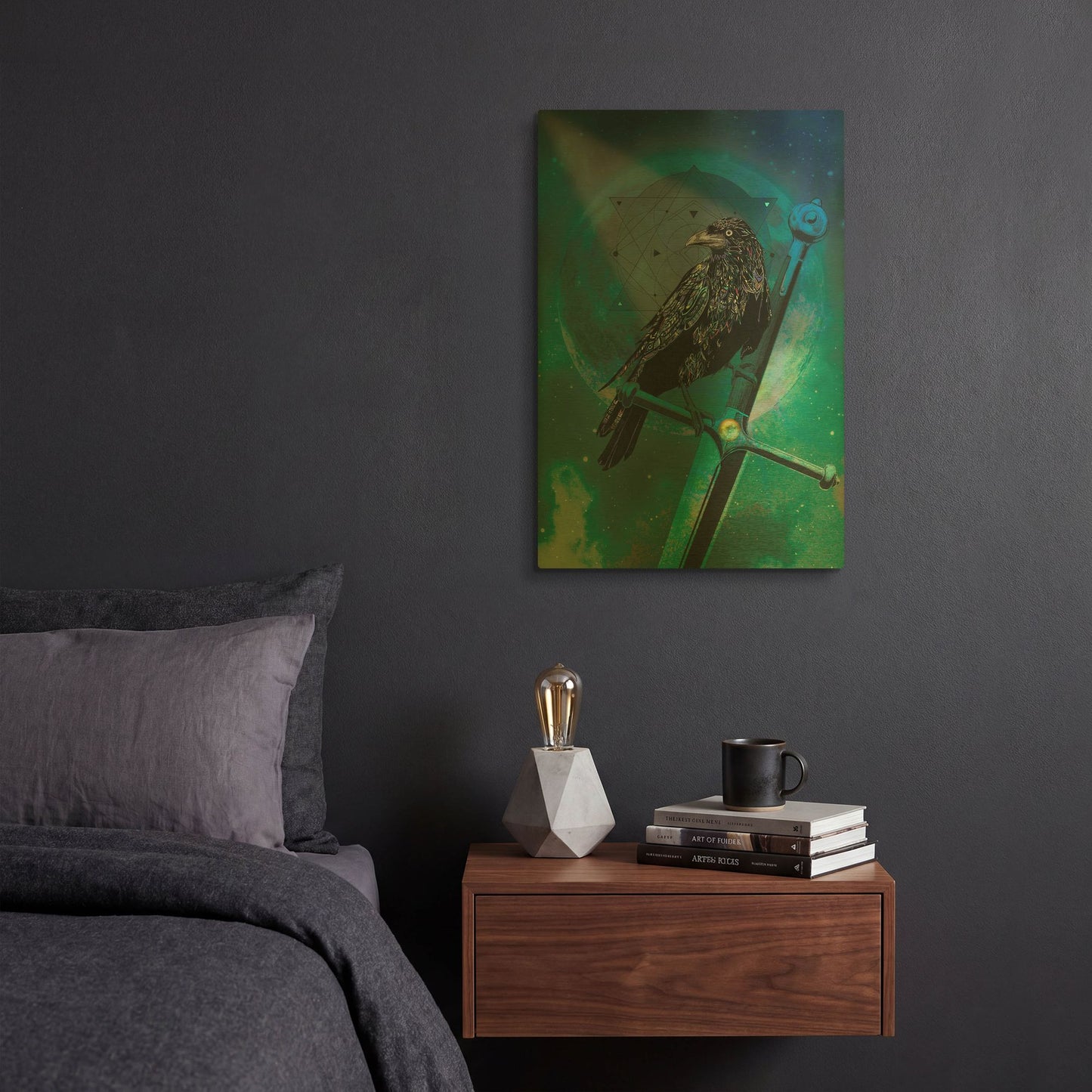 'Cosmic Raven' By Karin Roberts Gold Metal Wall Art