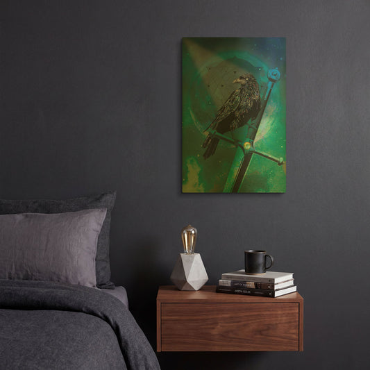 'Cosmic Raven' By Karin Roberts Gold Metal Wall Art
