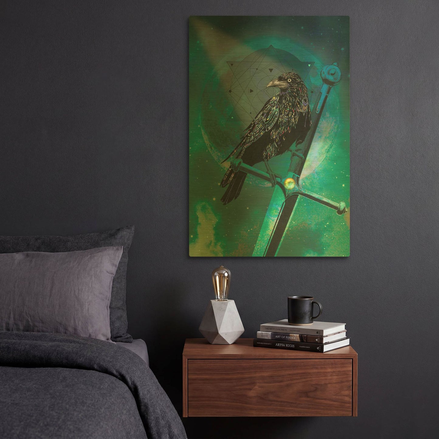 'Cosmic Raven' By Karin Roberts Gold Metal Wall Art