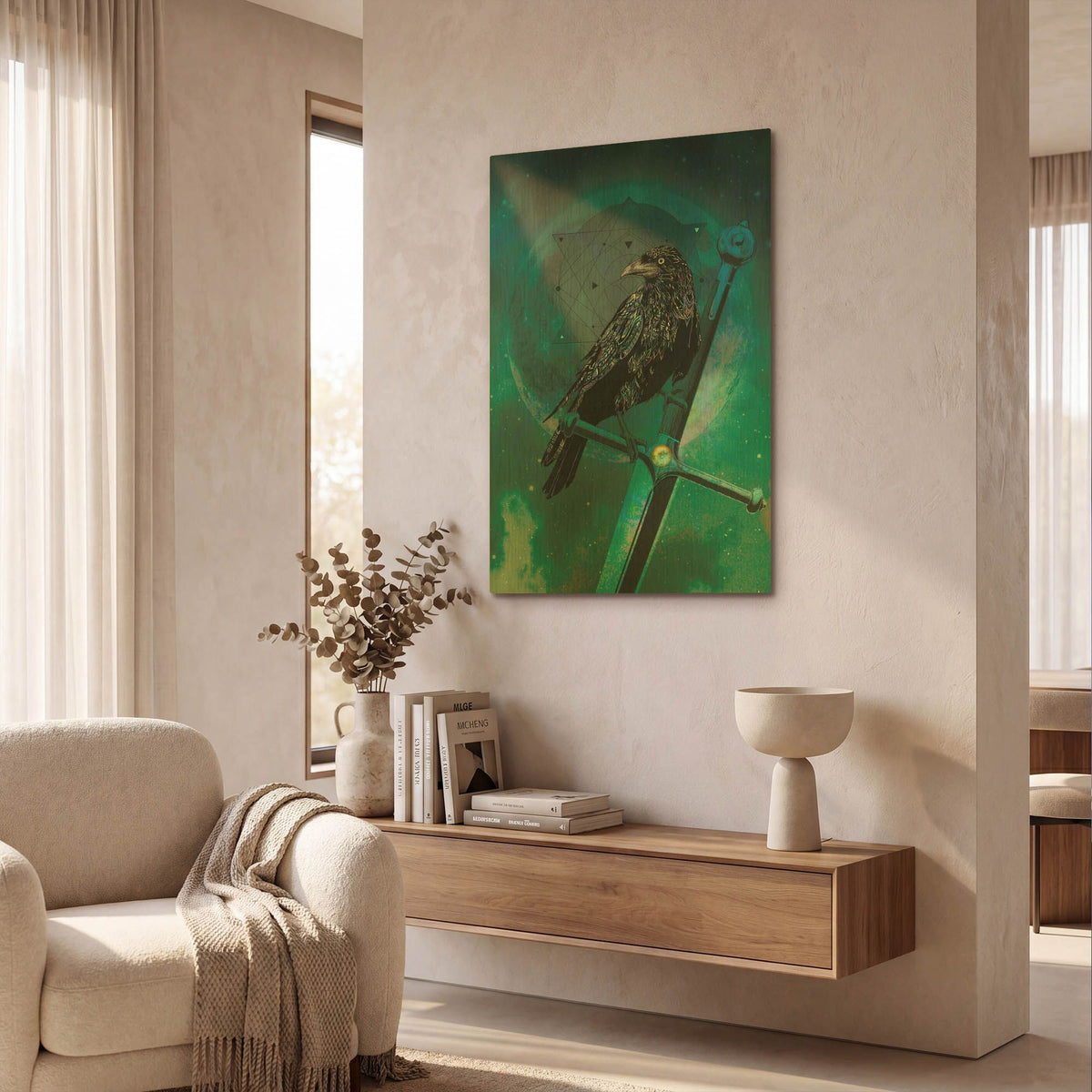 'Cosmic Raven' By Karin Roberts Gold Metal Wall Art