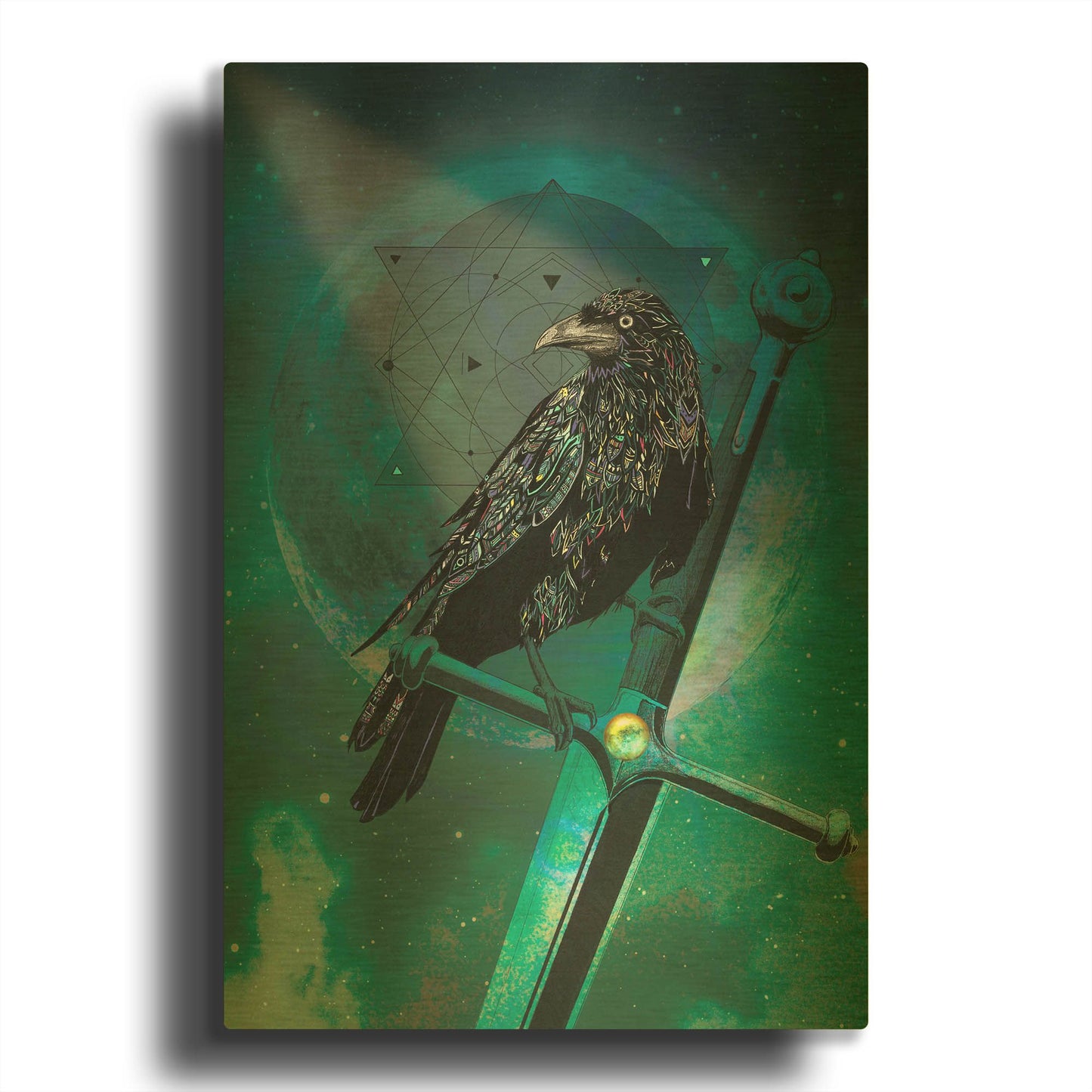 'Cosmic Raven' By Karin Roberts Gold Metal Wall Art