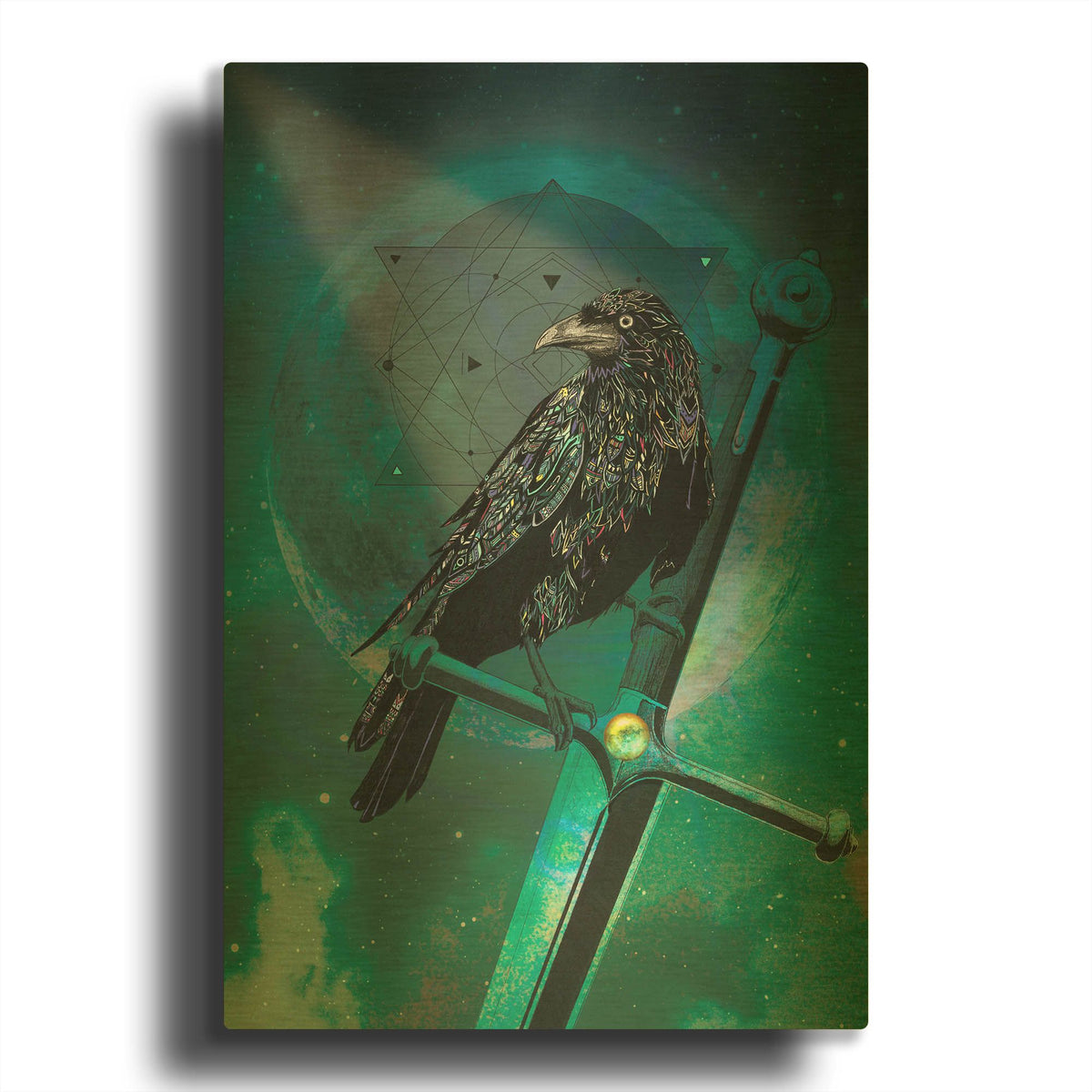 'Cosmic Raven' By Karin Roberts Gold Metal Wall Art