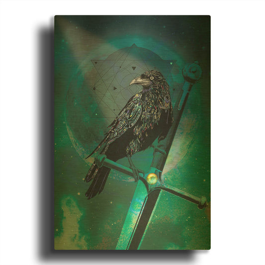 'Cosmic Raven' By Karin Roberts Gold Metal Wall Art