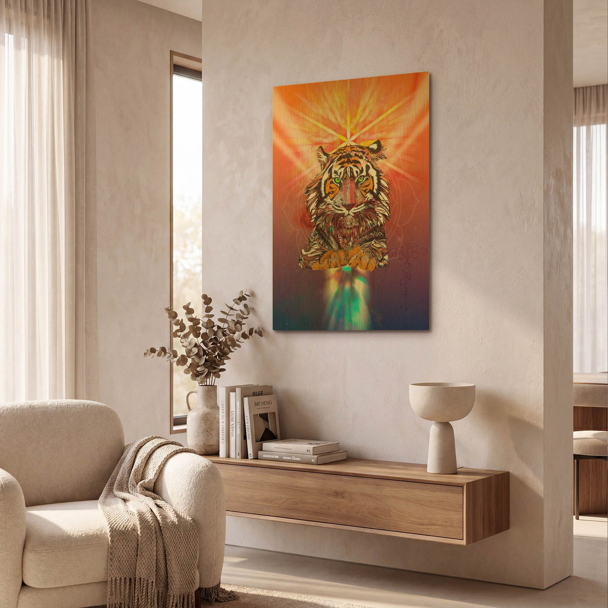 'Cosmic Tiger' By Karin Roberts Gold Metal Wall Art