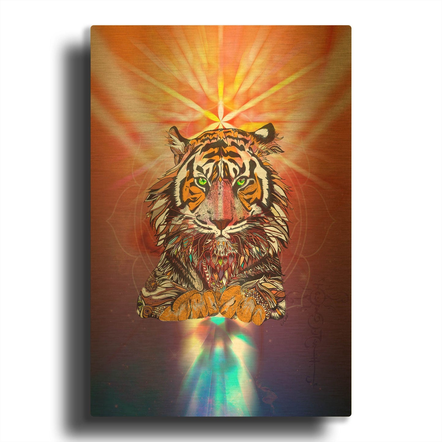 'Cosmic Tiger' By Karin Roberts Gold Metal Wall Art