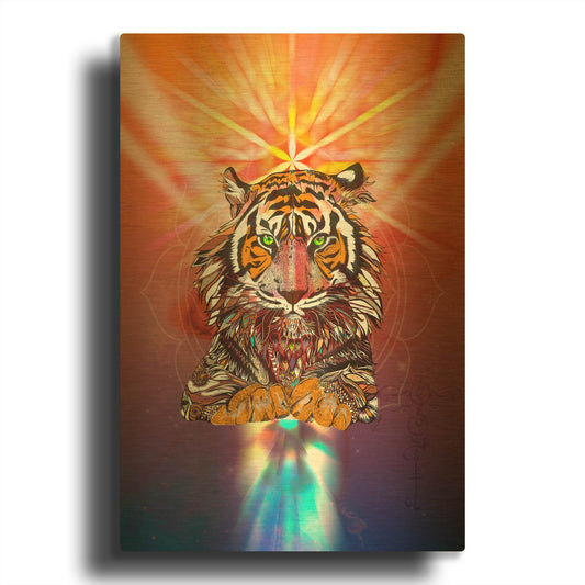 'Cosmic Tiger' By Karin Roberts Gold Metal Wall Art