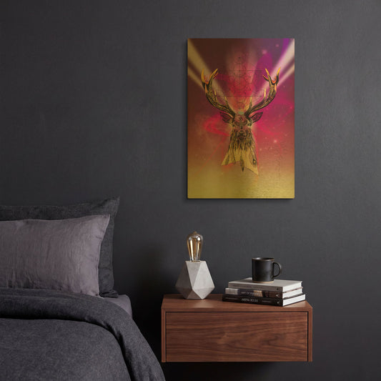 'Cosmic Stag' By Karin Roberts Gold Metal Wall Art