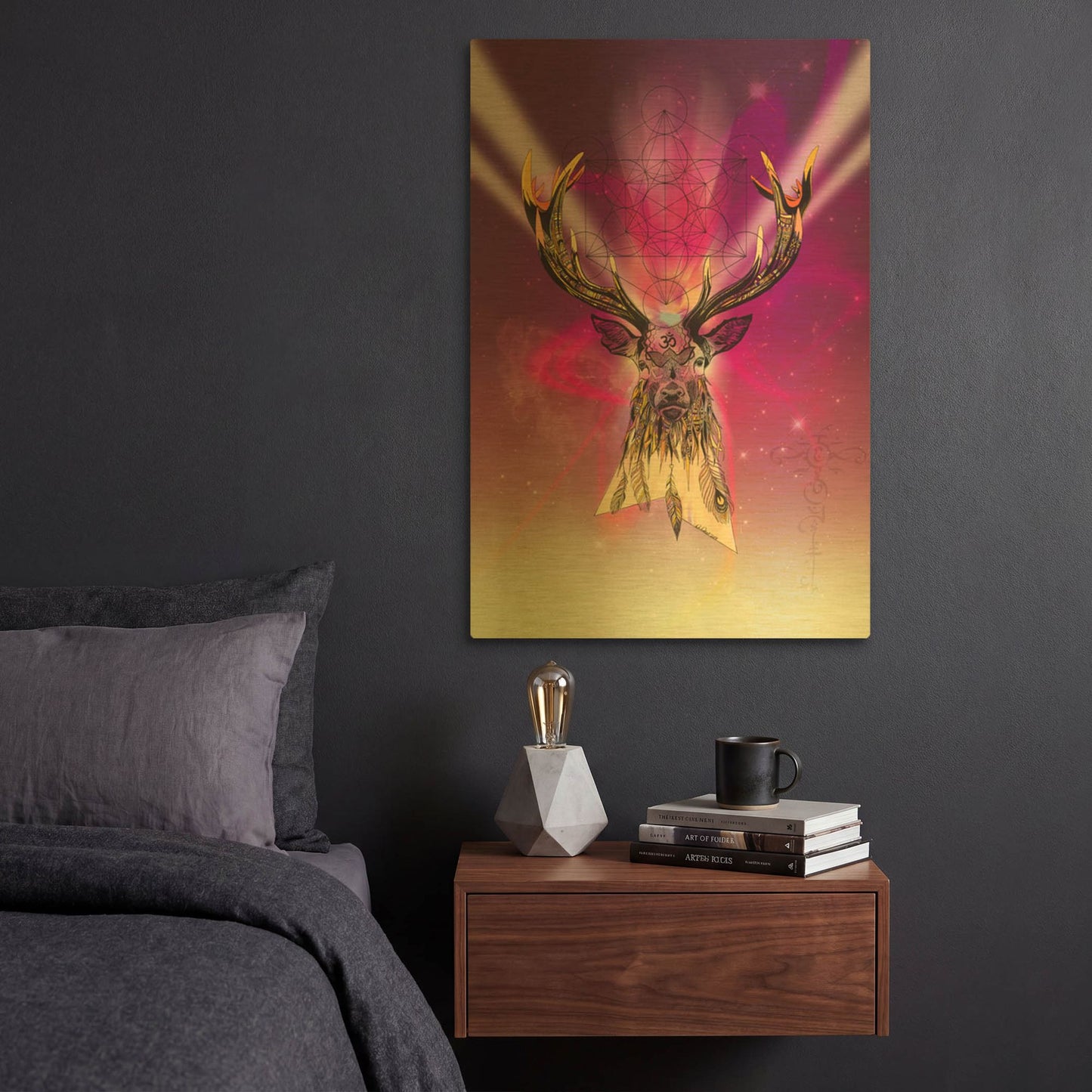 'Cosmic Stag' By Karin Roberts Gold Metal Wall Art