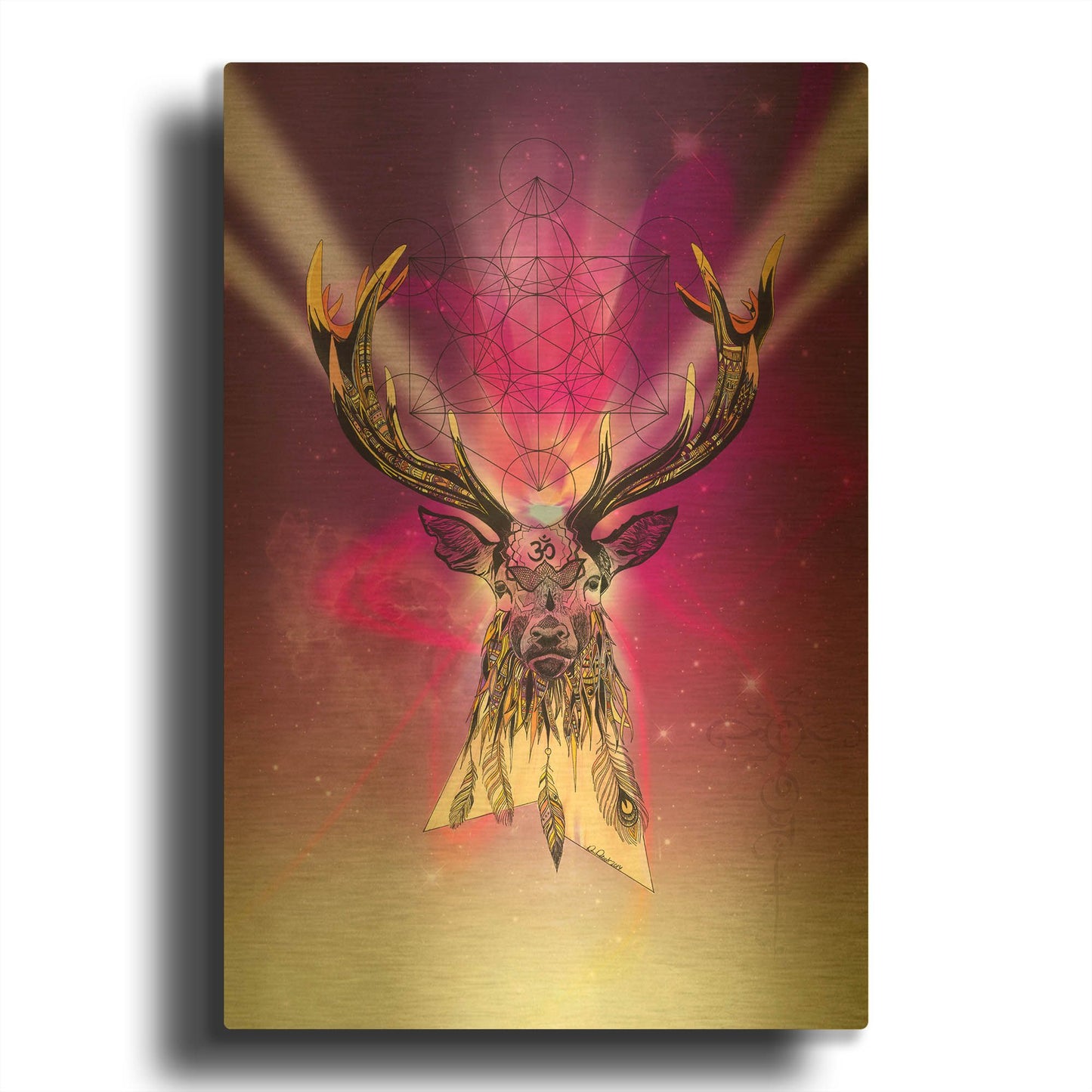 'Cosmic Stag' By Karin Roberts Gold Metal Wall Art