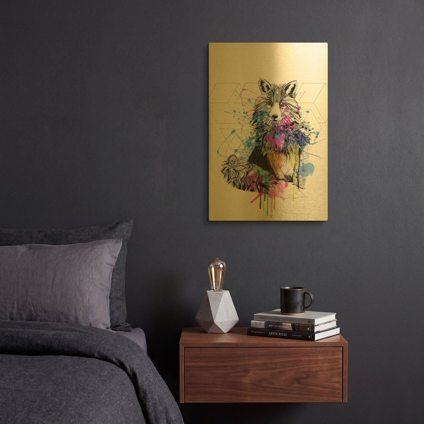 'Fox' By Karin Roberts Gold Metal Wall Art
