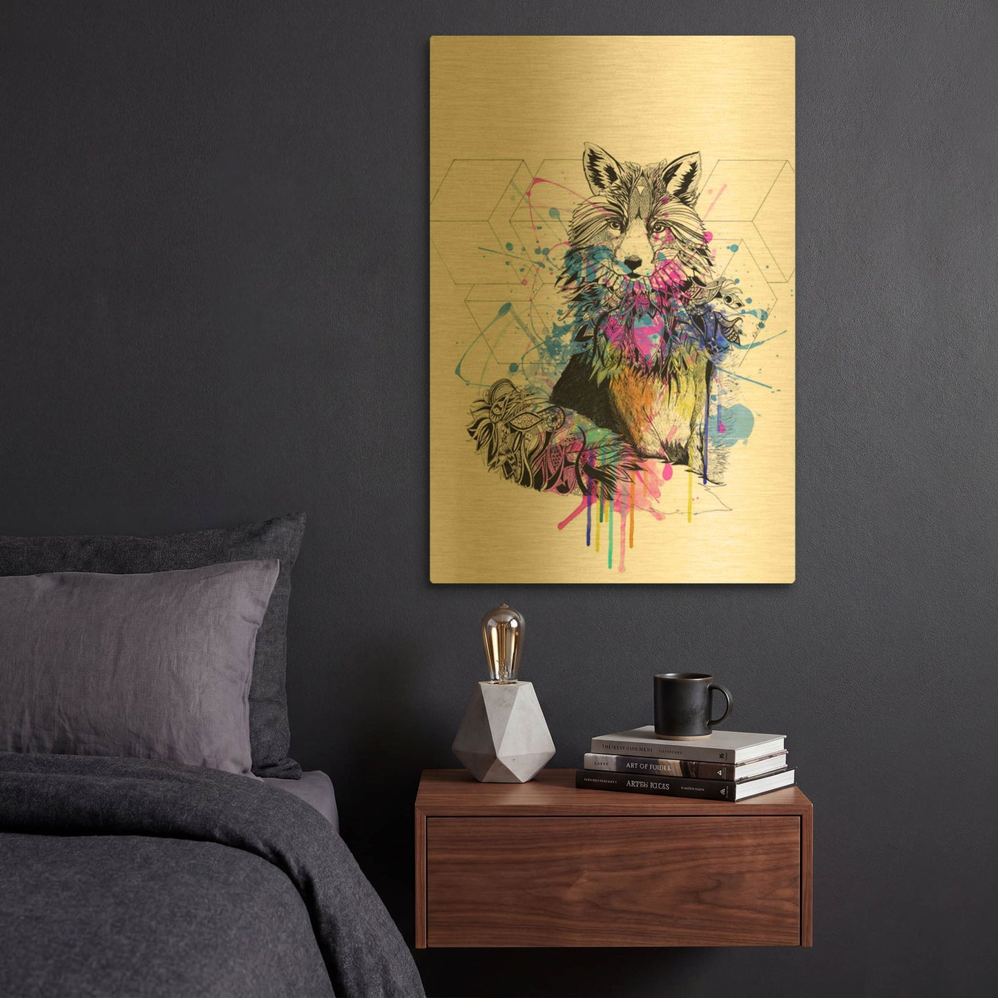 'Fox' By Karin Roberts Gold Metal Wall Art
