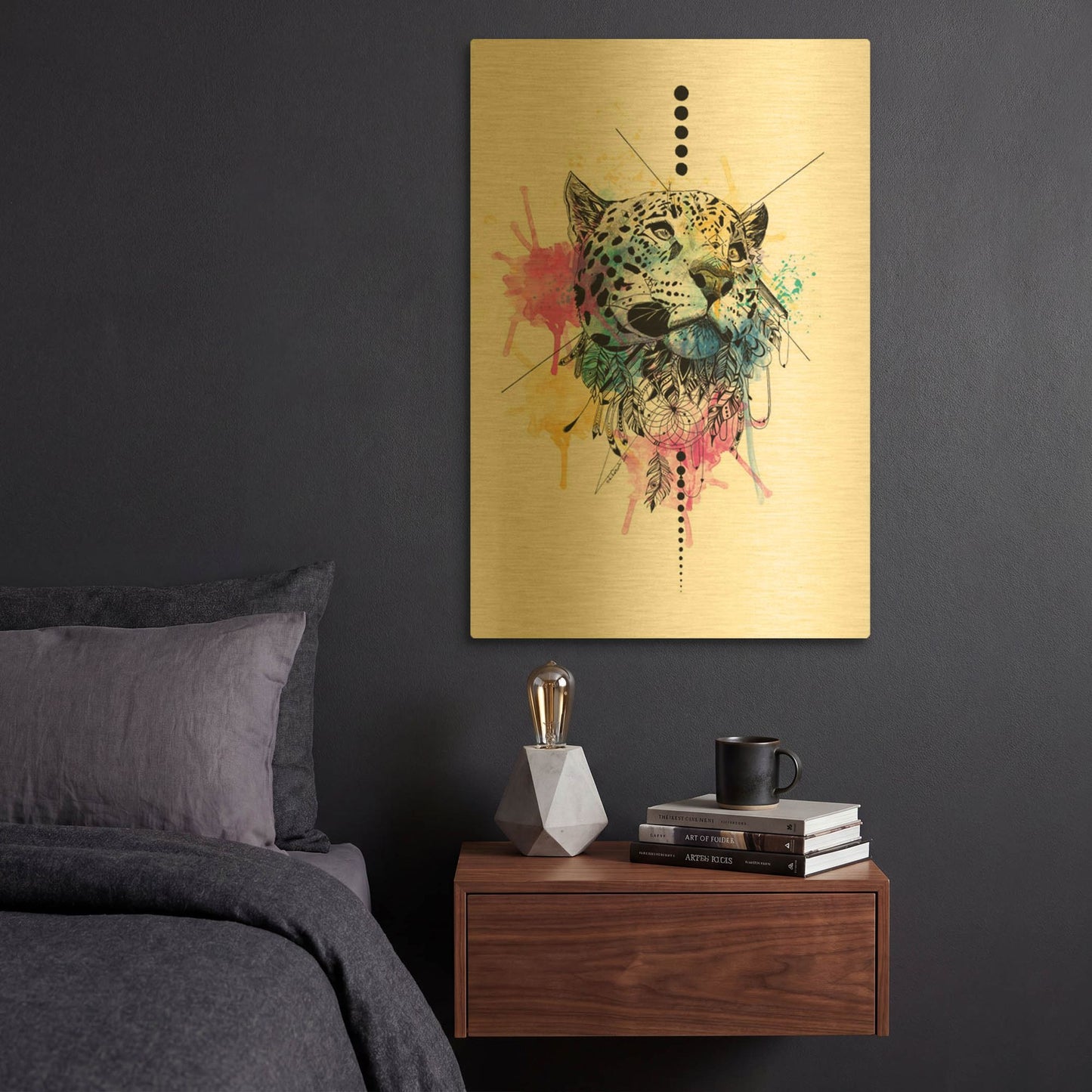 'Leopard' By Karin Roberts Gold Metal Wall Art