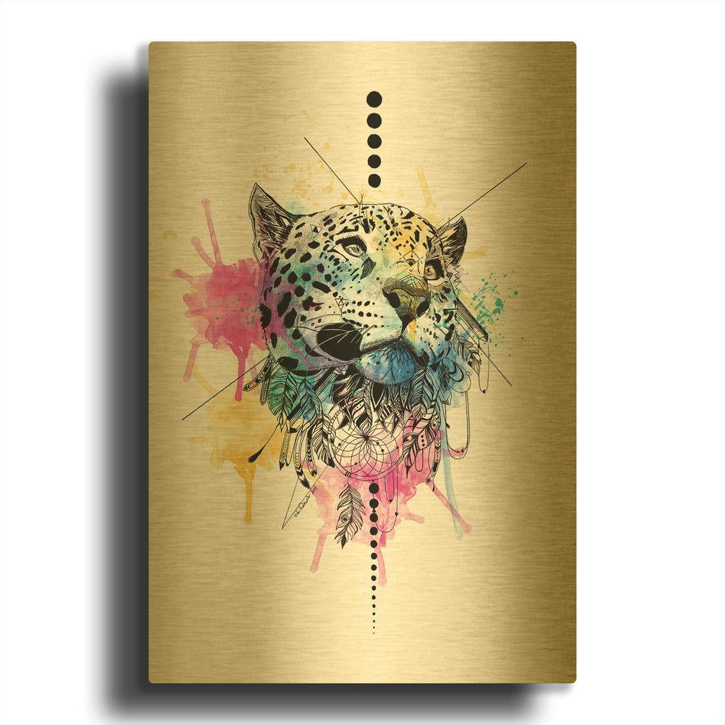 'Leopard' By Karin Roberts Gold Metal Wall Art