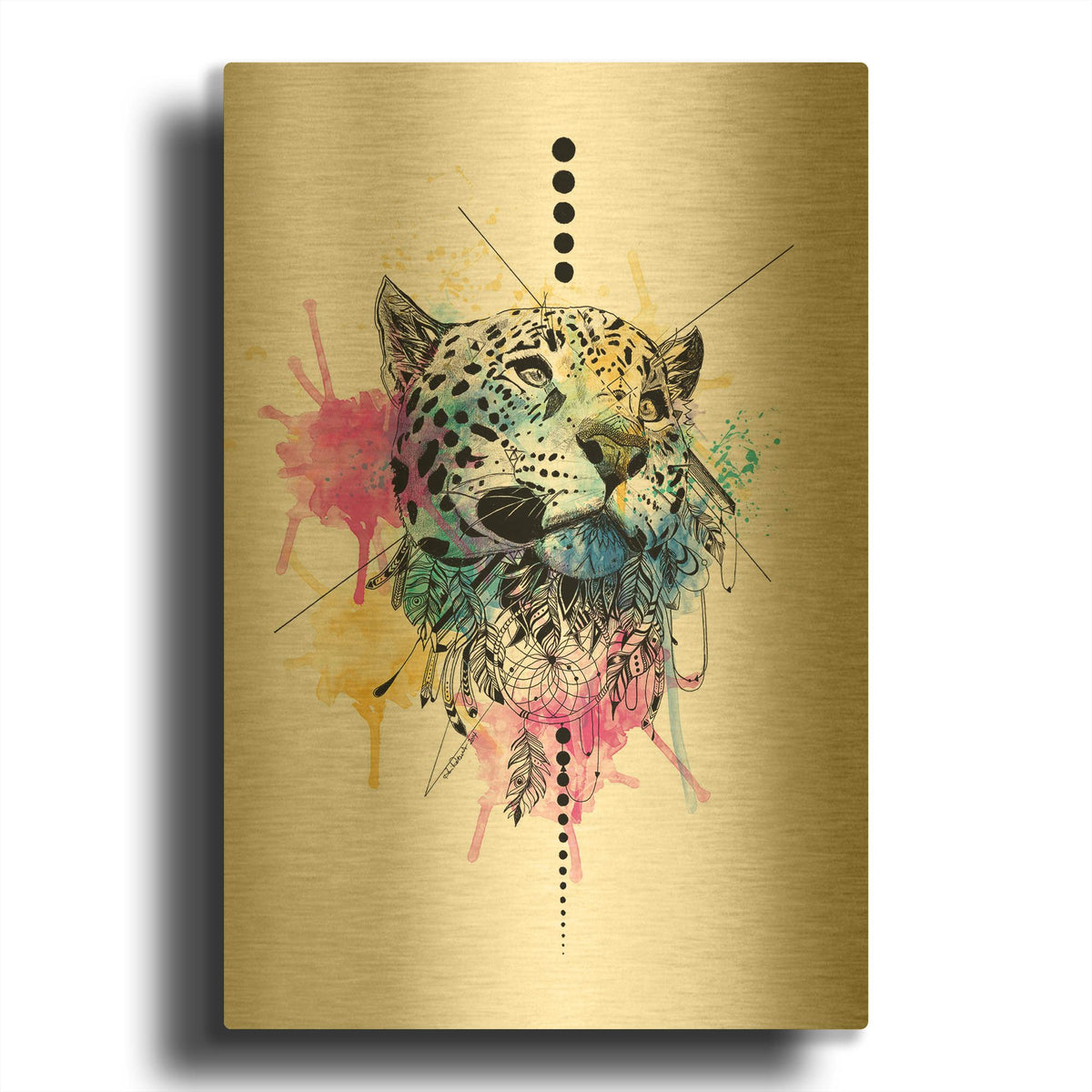 'Leopard' By Karin Roberts Gold Metal Wall Art