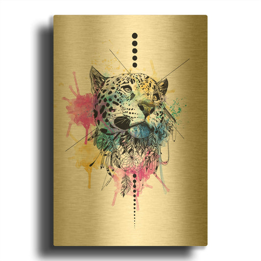 'Leopard' By Karin Roberts Gold Metal Wall Art