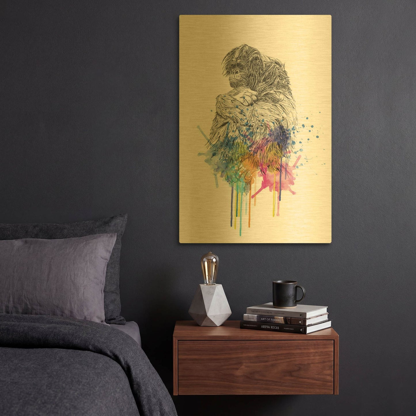 'Orangutan' By Karin Roberts Gold Metal Wall Art