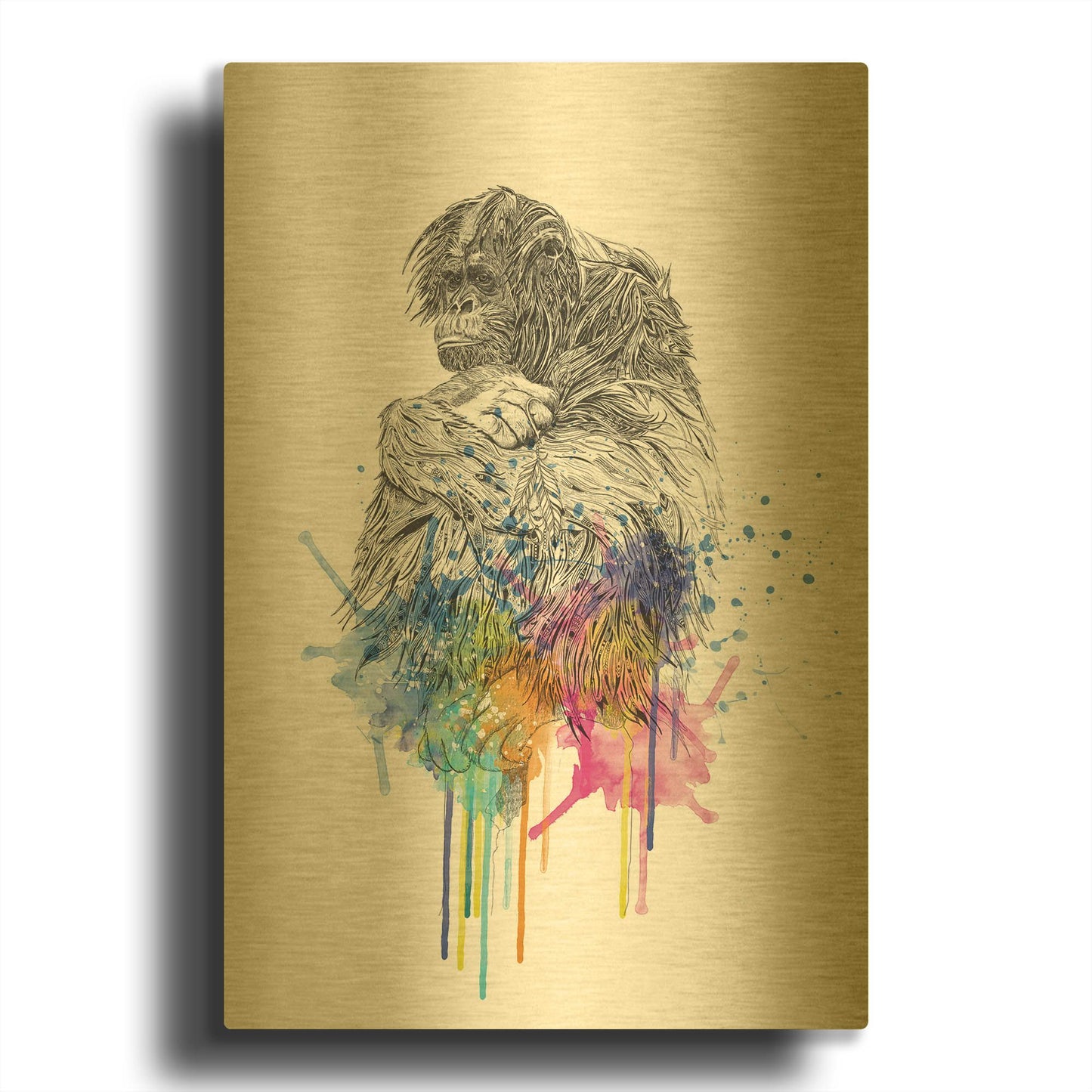 'Orangutan' By Karin Roberts Gold Metal Wall Art