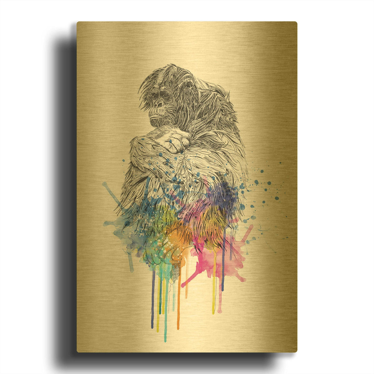 'Orangutan' By Karin Roberts Gold Metal Wall Art