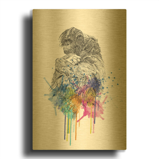 'Orangutan' By Karin Roberts Gold Metal Wall Art