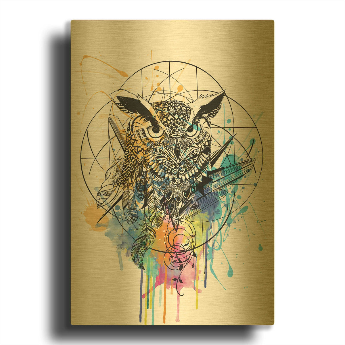 'Owl' By Karin Roberts Gold Metal Wall Art