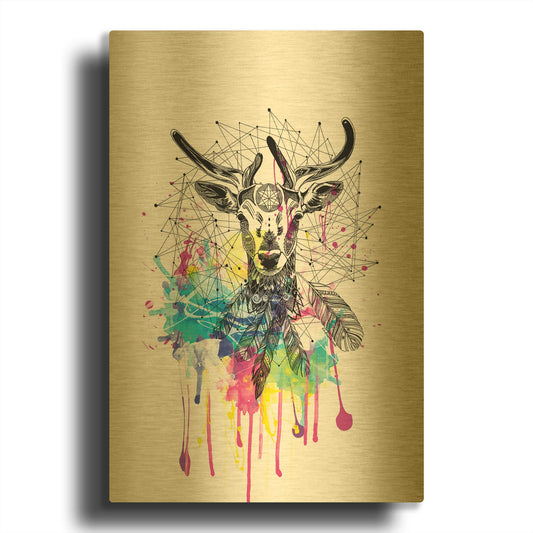 'Deer' By Karin Roberts Gold Metal Wall Art