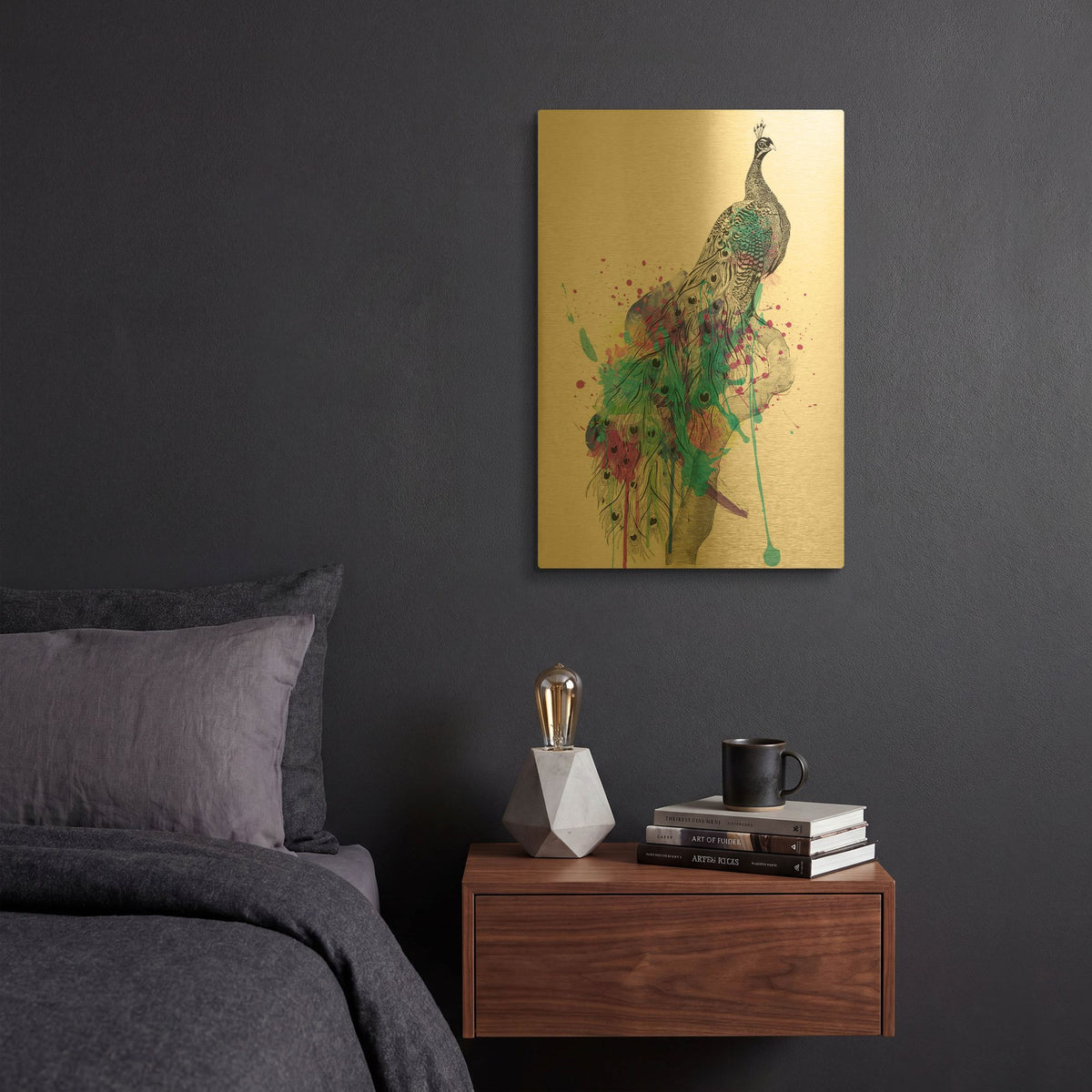 'Peacock' By Karin Roberts Gold Metal Wall Art