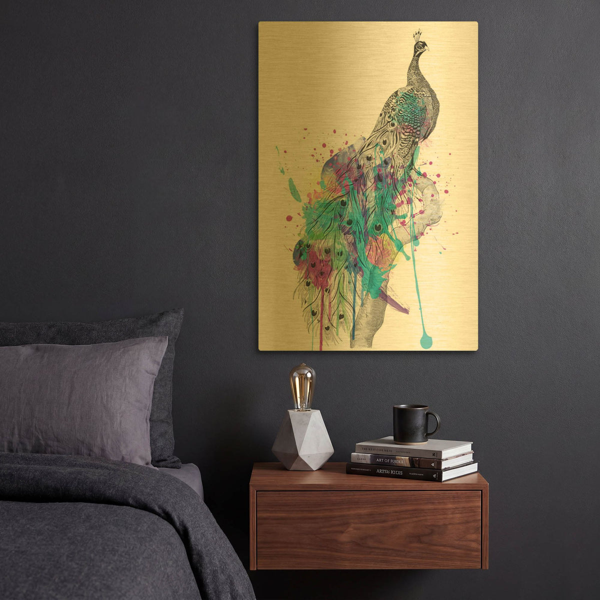 'Peacock' By Karin Roberts Gold Metal Wall Art