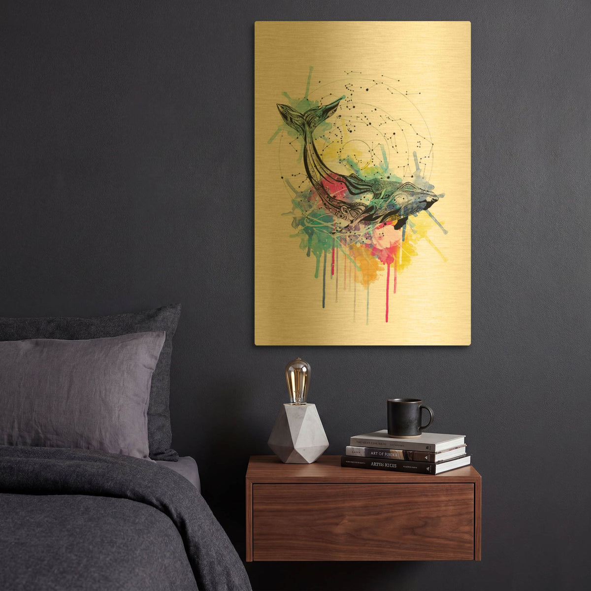'Whale' By Karin Roberts Gold Metal Wall Art
