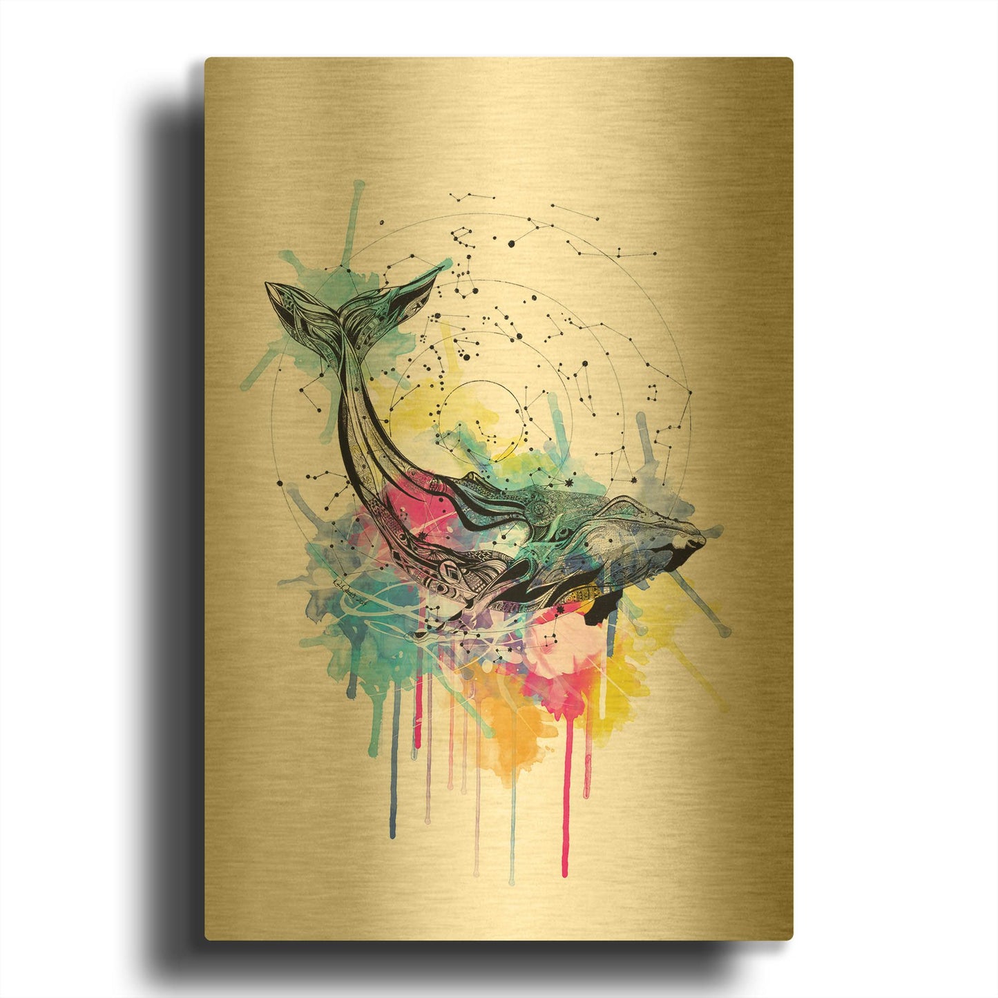 'Whale' By Karin Roberts Gold Metal Wall Art