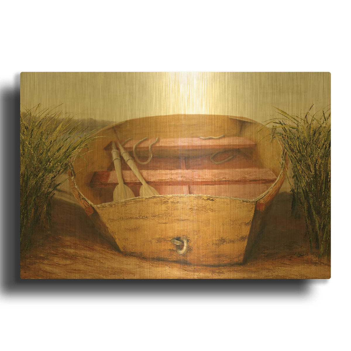 'Beached Dinghy' By Karl Soderlund Gold Metal Wall Art