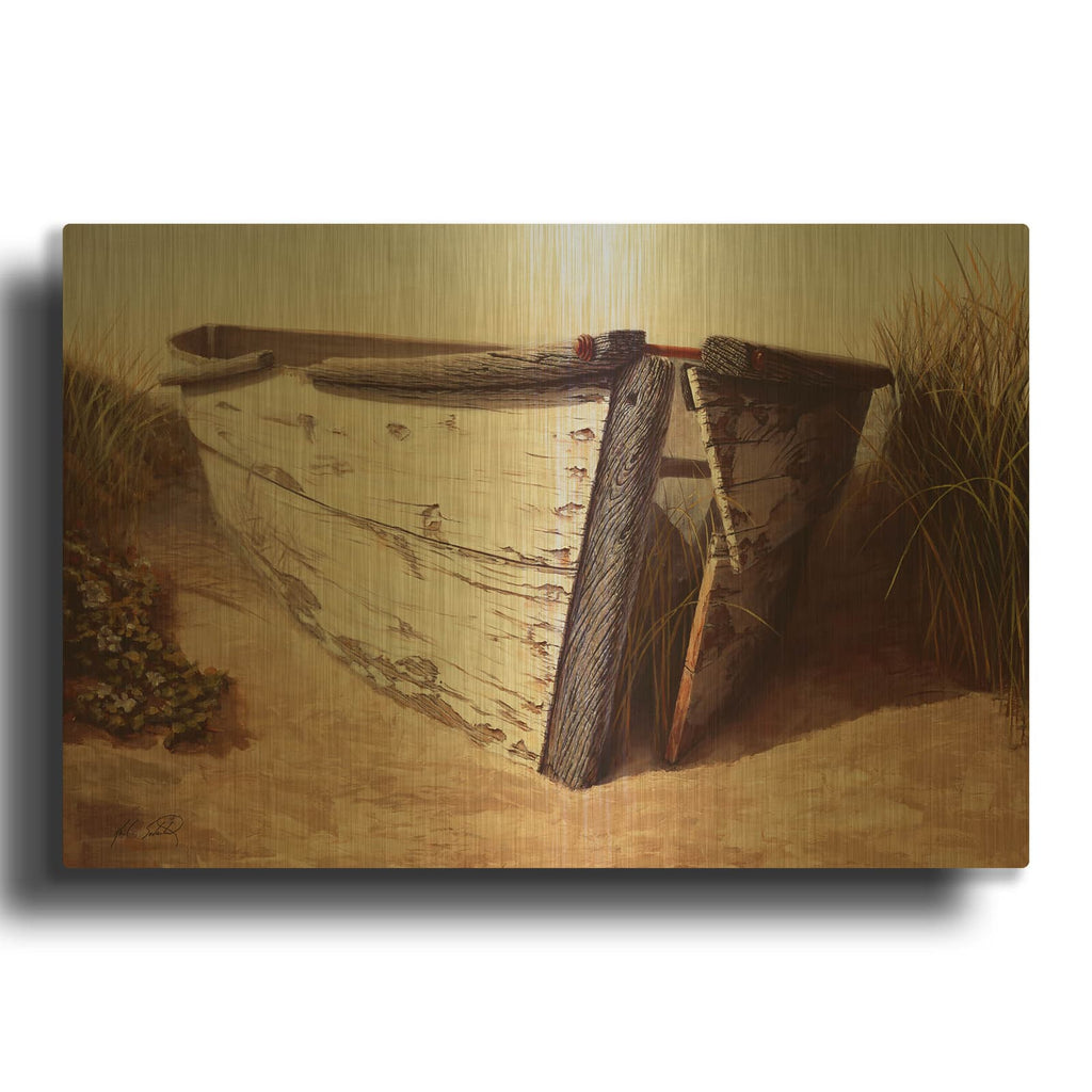 'White Boat II' By Karl Soderlund Gold Metal Wall Art